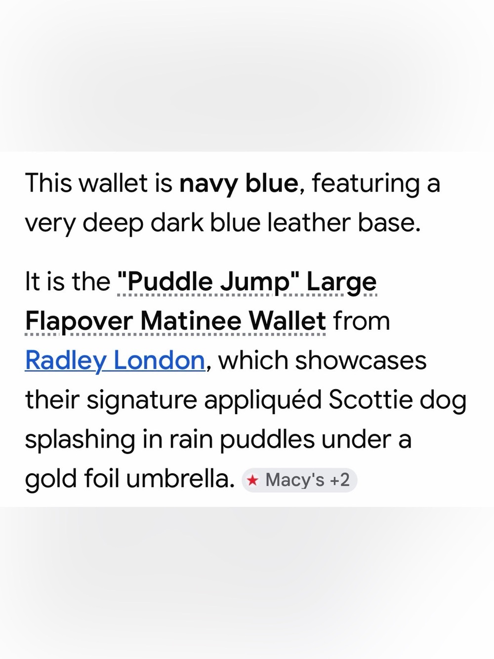 Radley London Navy Blue Puddle Jump Long Bifold Wallet - NWOT - Picture 9 of 10